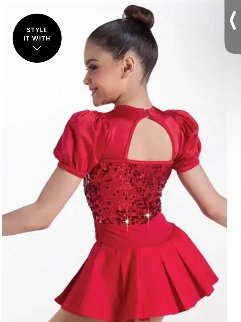Weissman Red Sequin Puff-Sleeve Dance Costume